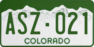 CO license plate ASZ021