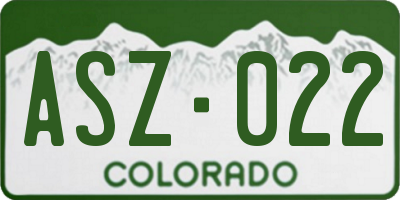 CO license plate ASZ022