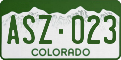 CO license plate ASZ023