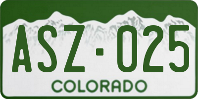 CO license plate ASZ025