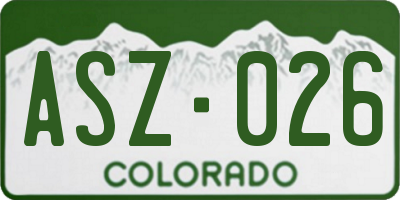 CO license plate ASZ026