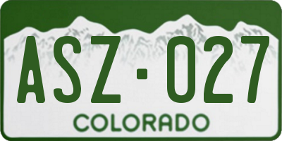 CO license plate ASZ027