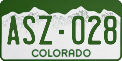 CO license plate ASZ028