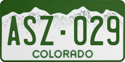 CO license plate ASZ029