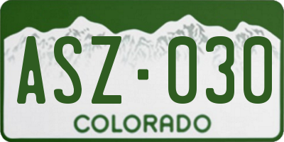 CO license plate ASZ030