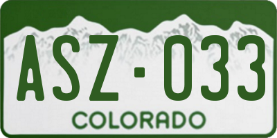 CO license plate ASZ033