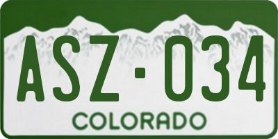 CO license plate ASZ034