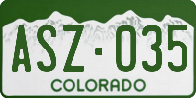 CO license plate ASZ035