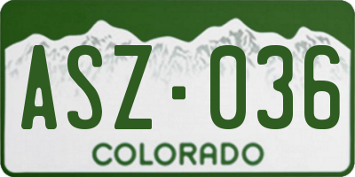 CO license plate ASZ036