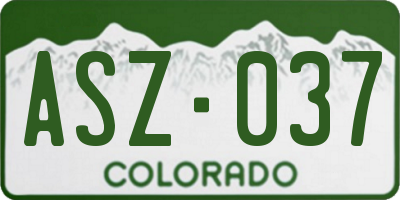 CO license plate ASZ037