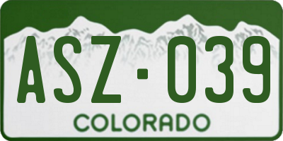 CO license plate ASZ039