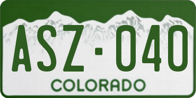 CO license plate ASZ040