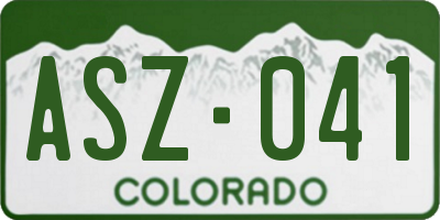 CO license plate ASZ041