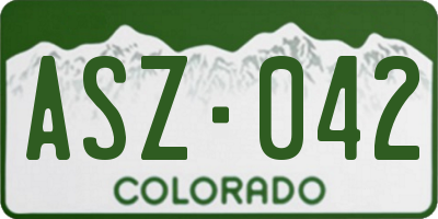 CO license plate ASZ042