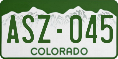 CO license plate ASZ045