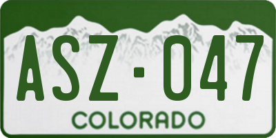 CO license plate ASZ047