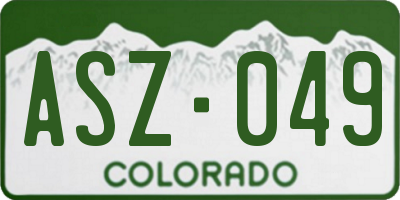 CO license plate ASZ049