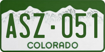 CO license plate ASZ051