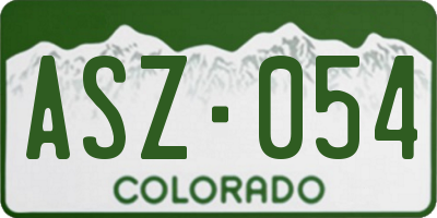 CO license plate ASZ054