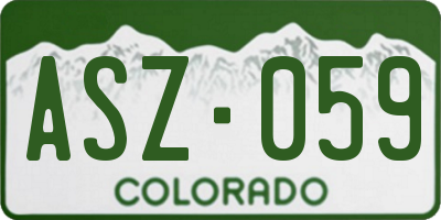 CO license plate ASZ059