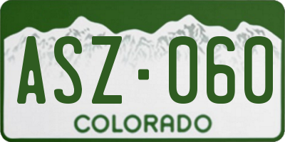 CO license plate ASZ060