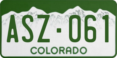 CO license plate ASZ061