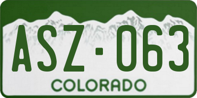 CO license plate ASZ063