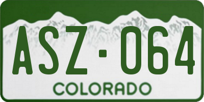 CO license plate ASZ064