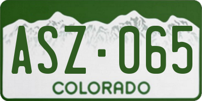 CO license plate ASZ065