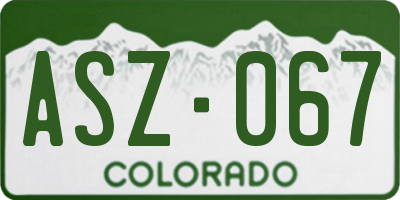 CO license plate ASZ067