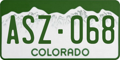 CO license plate ASZ068