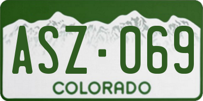 CO license plate ASZ069