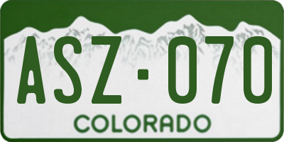 CO license plate ASZ070