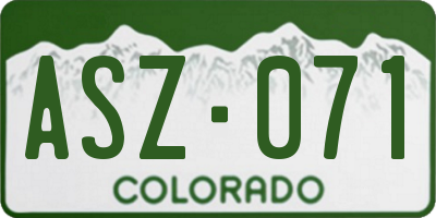 CO license plate ASZ071