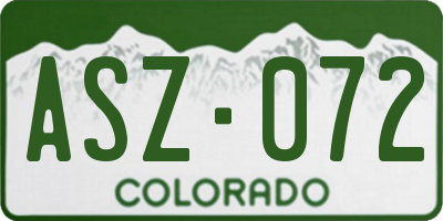 CO license plate ASZ072