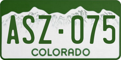 CO license plate ASZ075