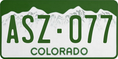 CO license plate ASZ077