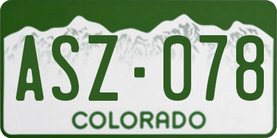 CO license plate ASZ078