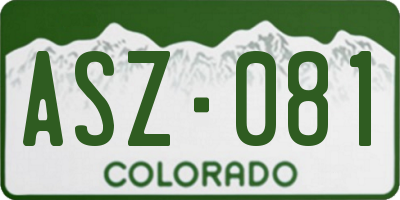 CO license plate ASZ081