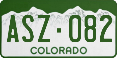 CO license plate ASZ082