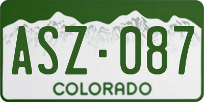 CO license plate ASZ087