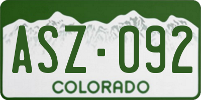 CO license plate ASZ092