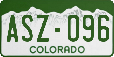 CO license plate ASZ096