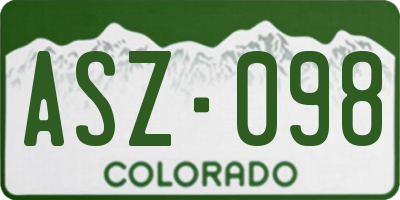 CO license plate ASZ098