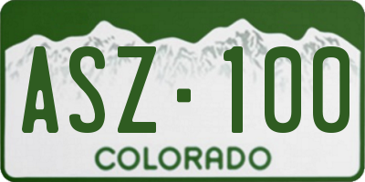 CO license plate ASZ100