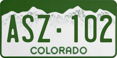 CO license plate ASZ102