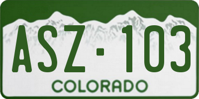 CO license plate ASZ103