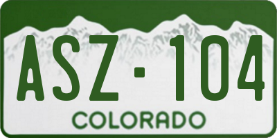 CO license plate ASZ104