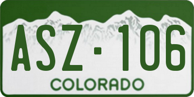 CO license plate ASZ106