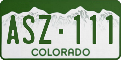 CO license plate ASZ111